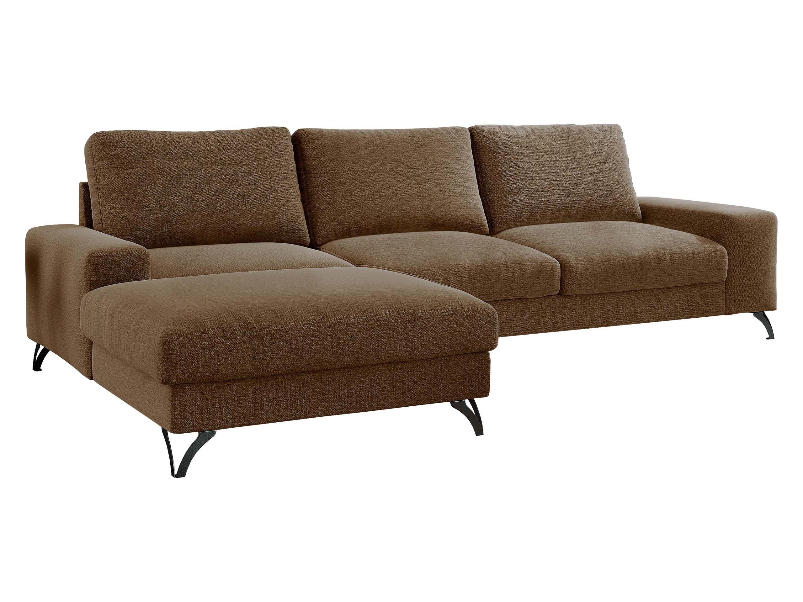 ECKSOFA Flavio, Seite: Links - L1F+L2F+R4 - Schwarz/Braun, Holz/Textil (300/179cm) - MIRJAN24