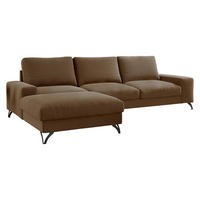 ECKSOFA Flavio, Seite: Links - L1F+L2F+R4 - Schwarz/Braun, Holz/Textil (300/179cm) - MIRJAN24