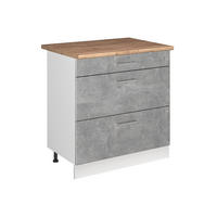 SPODNÍ SKŘÍŇKA KUCHYŇSKÉ LINKY R-Line, Beton/Bílá, 80 cm se 3 zásuvkami pracovná doska Dub Goldkraft - bílá/šedá, kompozitní dřevo (80/81.6/60cm) - Vicco