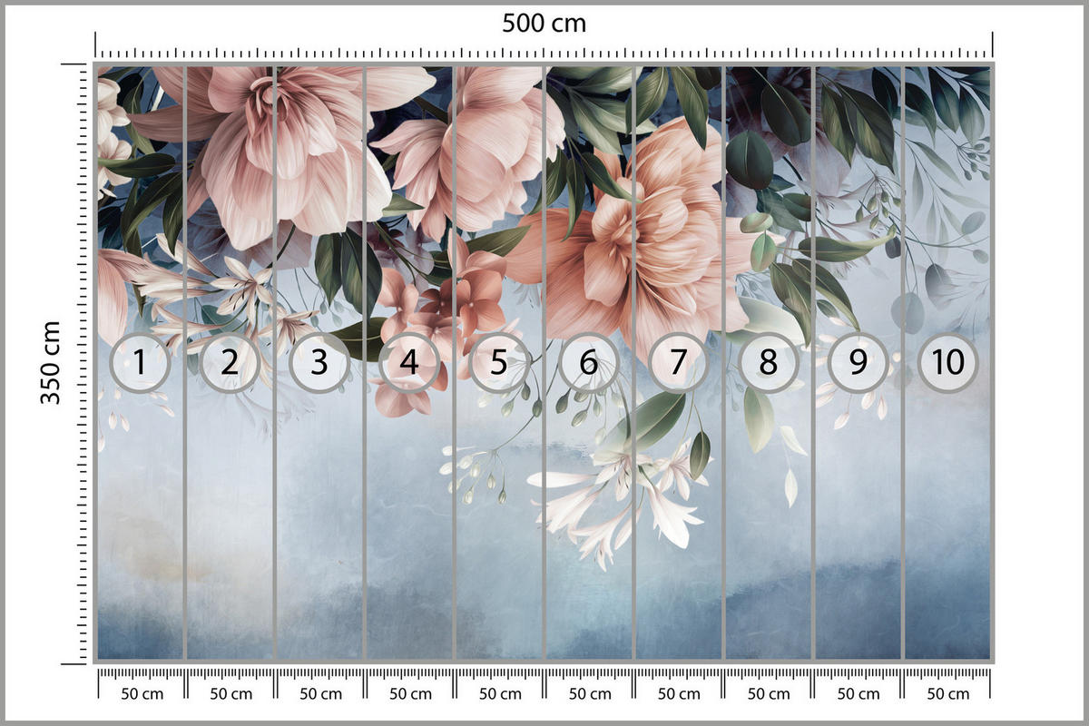 FOTOTAPETA Pre Spálňu Kvety Listy Príroda Rastliny 500 x 350 cm - biela/zelená, papier (500/350cm) - Muralo