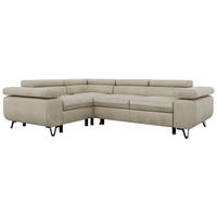 ECKSOFA FALCO L - Beige Velvet - Links Seite - Beige/Schwarz, Textil/Metall (197/268cm) - MKS