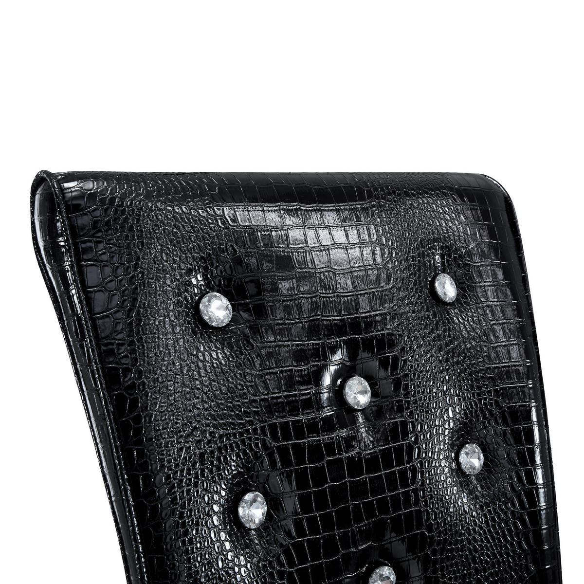 STUHL-SET DE-36773 2 Stück mit Krokodil-Prägung und Kristallknopf-Details Schwarz - Schwarz, Metall (42/101/61.5cm) - ComfortXL