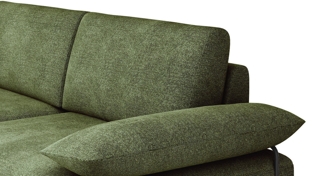 SOFA LORI 3-Sitzer, olivgrün - Schwarz/Olivgrün, Holzwerkstoff/Textil (245/87/96cm) - Courtois Laville