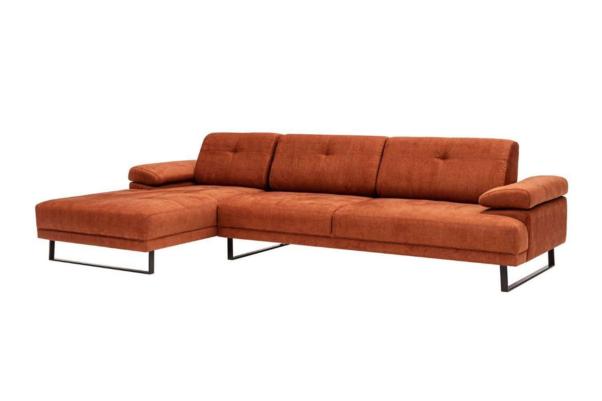 ECKSOFA mit verstellbarer Rückenlehne - Anthrazit/Schwarz, Textil/Metall (314/174cm) - myHomelando