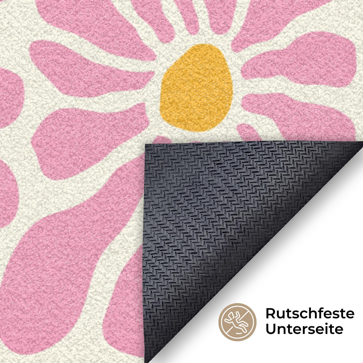 ROHOŽKA Květiny - vzor - růžová - béžová - oranžová 120x80 cm - růžová, textil/umělá hmota (120/0.4cm) - MuchoWow