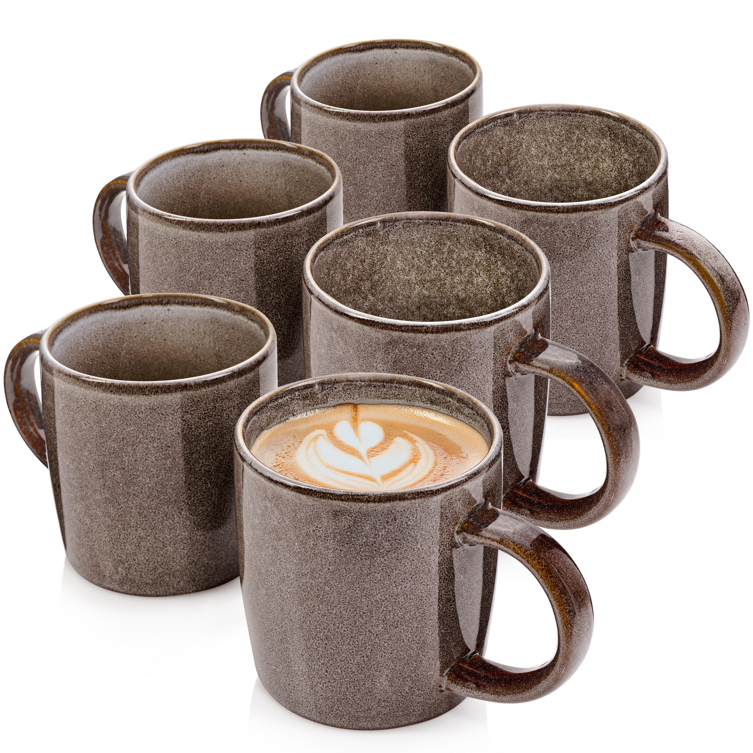 KAFFEEBECHER SET KAIRO GRAPHIT - 6 teilig aus Steingut - Braun, Keramik (0.4L) - Sänger