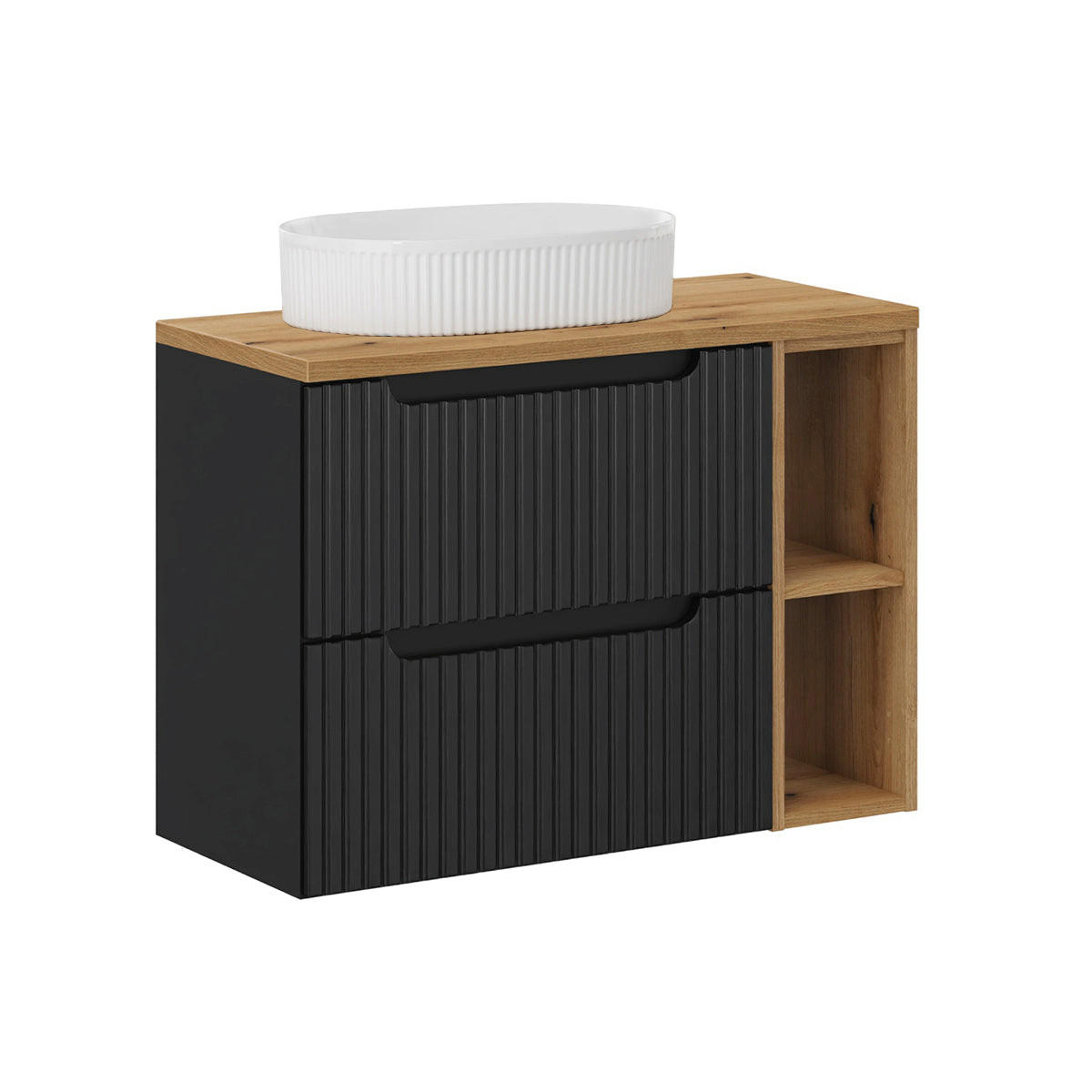 WASCHTISCH 80.4cm Riva Schwarz und Holz - Schwarz, Holzwerkstoff (80.4/59/40cm) - Petits-meubles