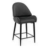 BARHOCKER BERGAMO gepolsterter mit Steppung - grau - Samt Velour - Schwarz/Grau, Textil/Metall (56/106/61cm) - NEW HOME