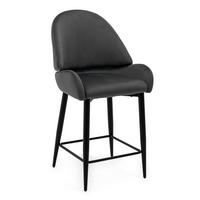BARHOCKER BERGAMO gepolsterter mit Steppung - grau - Samt Velour - Schwarz/Grau, Textil/Metall (56/106/61cm) - NEW HOME