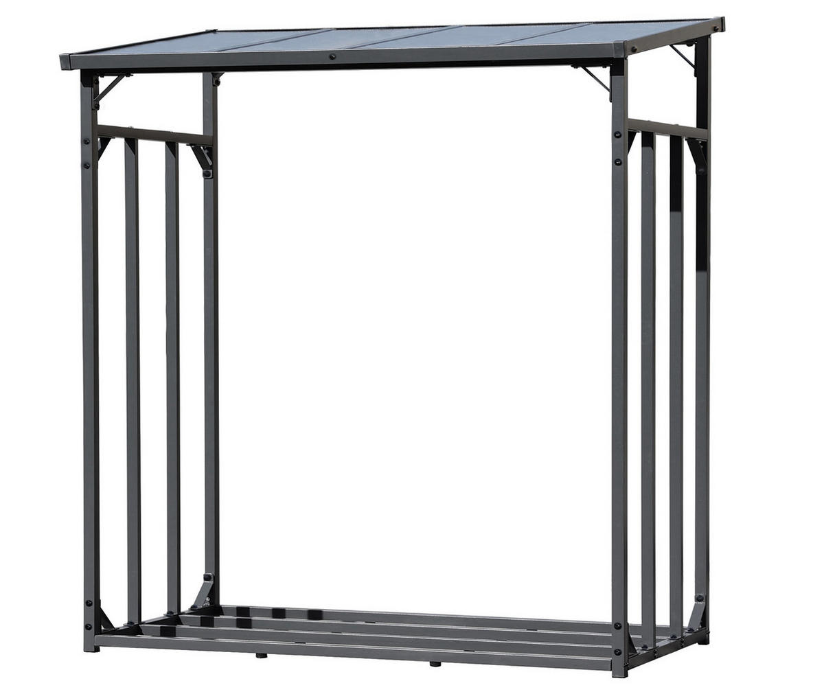 KAMINHOLZREGAL Außen Promo 185x70x185 cm Metall Anthrazit mit Wetterschutz 2,3 m³ / 3,5 SRM - Anthrazit, Metall (185/185/70cm) - QUICK STAR