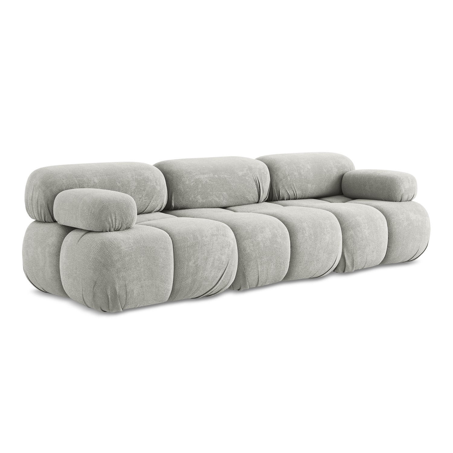 3-SITZER SOFA Chenille Stoff Grau - Hellgrau/Schwarz, Kunststoff/Textil (285/70/96cm) - LaMiaSofa