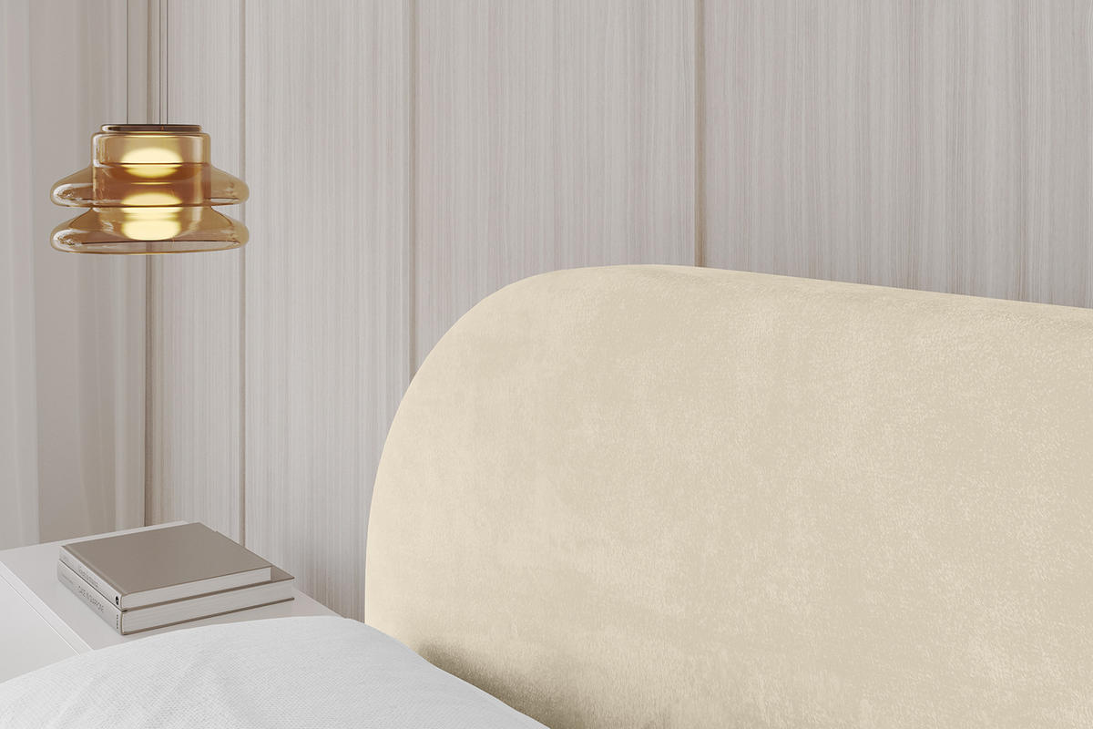 POLSTERBETT mit Bettkasten, Fußteil und Lattenrost, Boxbett ohne Matratze - TIVON-Z-V1 180x200 Beige - Ecru, Holzwerkstoff/Textil (180/200cm) - ALTDECOR