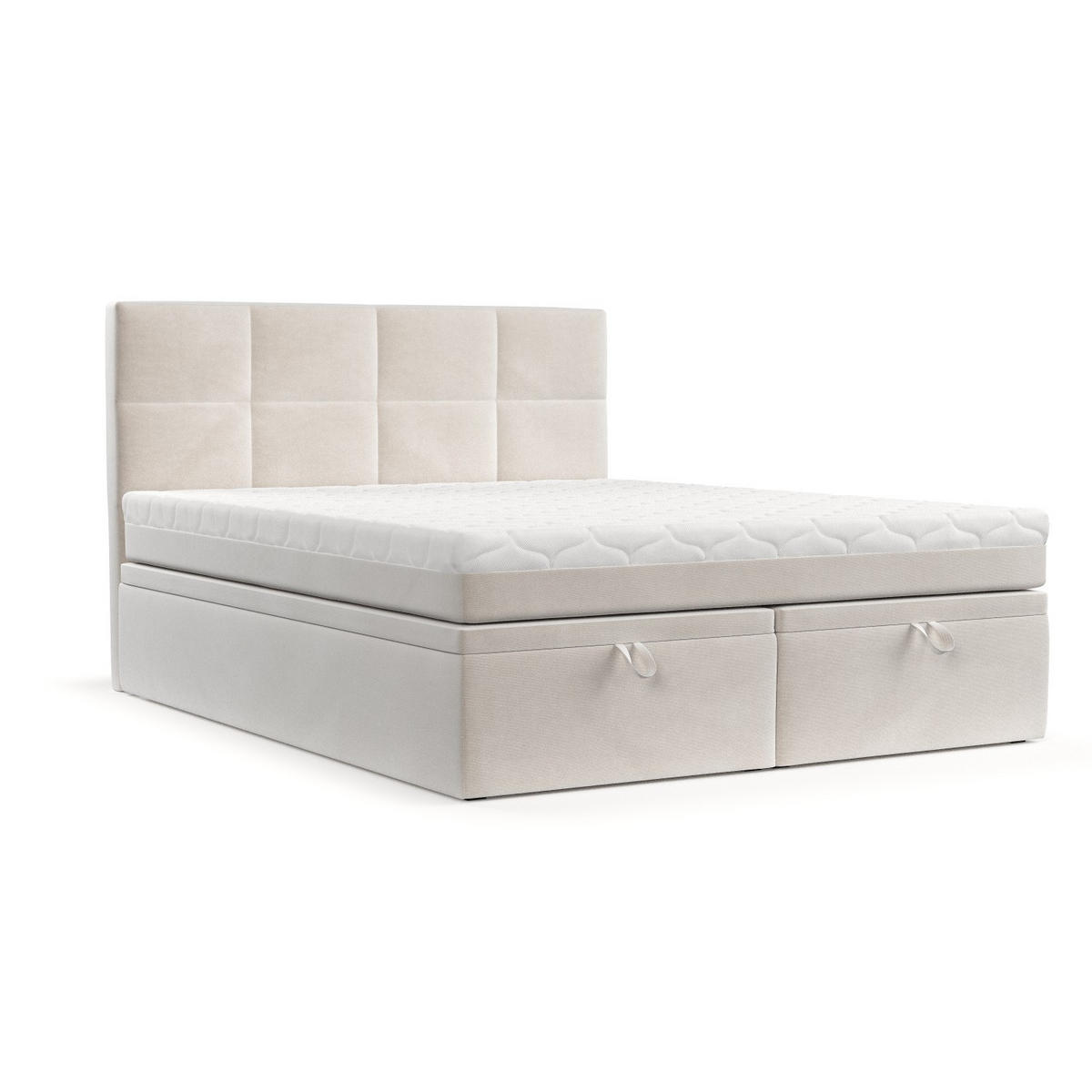 BOXBETT Tessa 180/200 cm Creme im Paros Stoff - Creme/Schwarz, Holz/Holzwerkstoff (180/200cm) - AltaBeds