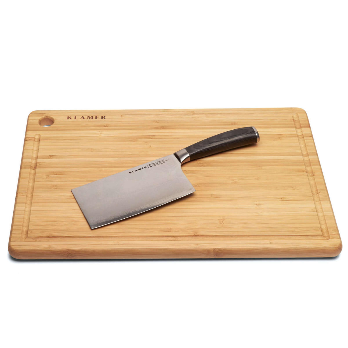 MESSER Damast Hackmesser 16 cm Pakkaholz - Schwarz, Metall (29.5cm) - KLAMER