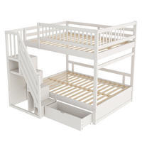 ETAGENBETT 140/200 cm DE-01411, in Weiß, mit Sicherheitsleiter und Stauraum - Weiß, Holz (140/200cm) - ComfortXL