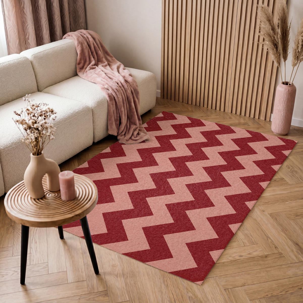 TEPPICH - Zickzack - Streifen - Muster - Rot - 120x180 cm - Rot, Kunststoff/Textil (120/0.4cm) - OnlyWow