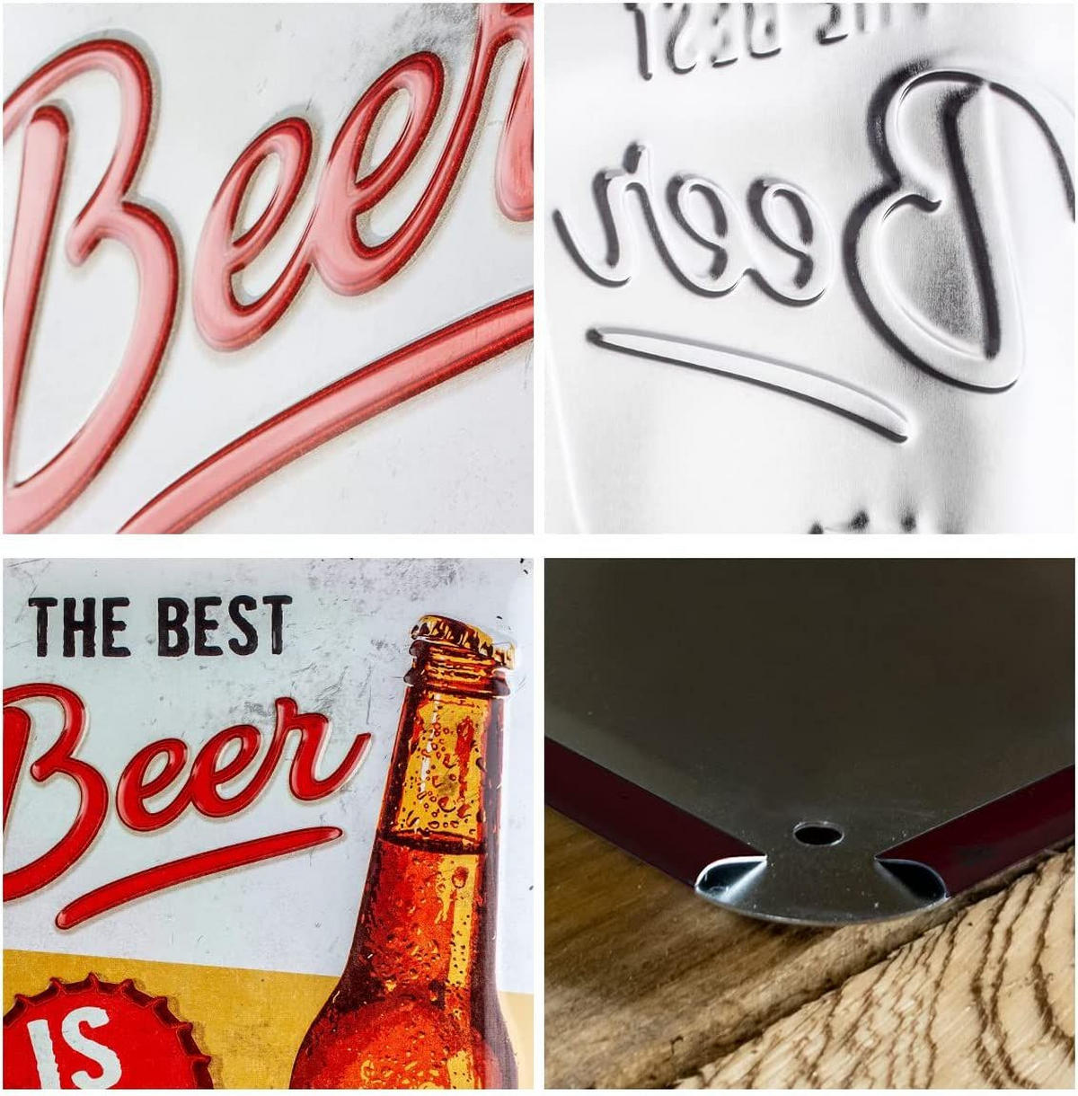 BLECHSCHILD 20/30 cm The Best Beer is an Open One - Multicolor, Metall (20/30/0.2cm) - Nostalgic-Art