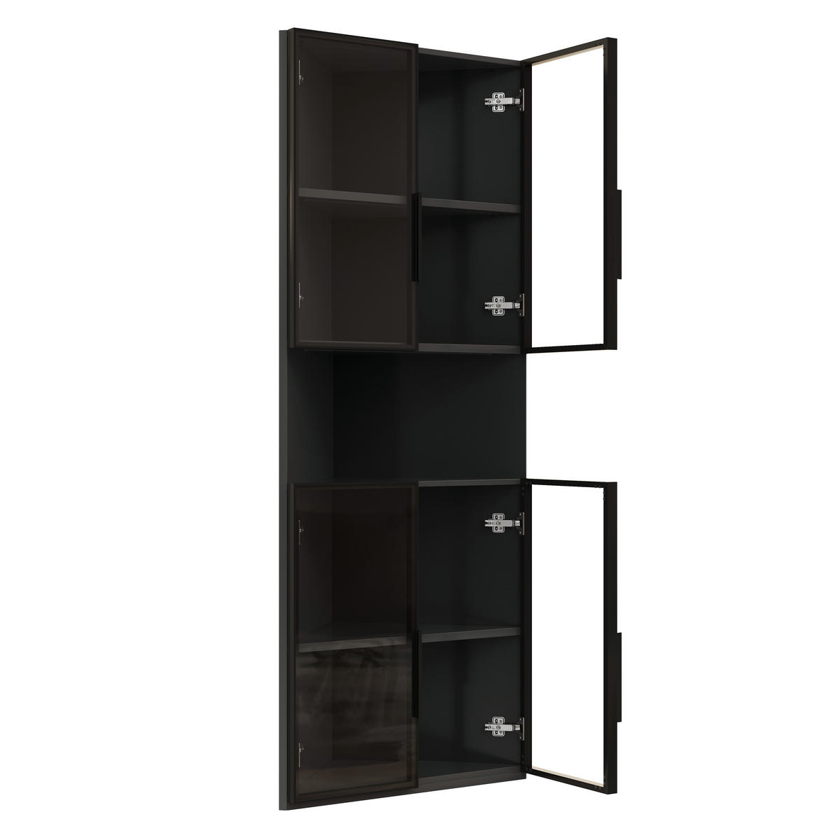 VITRINE Eckschrank LED Glasfront Schwarz 160cm Display Schrank - Schwarz, Holzwerkstoff (62/160/32cm) - FLIEKS