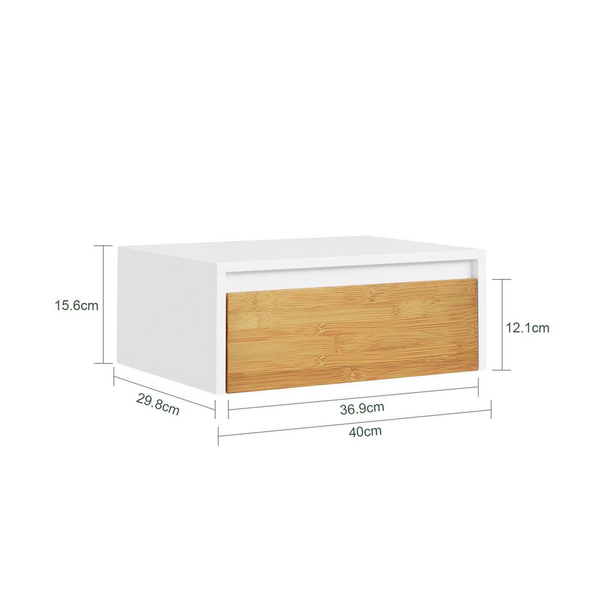 NATTBORD Vit 11x40x30cm - Vit/Naturfärgad, Träbaserade material (40/11/30cm) - SoBuy