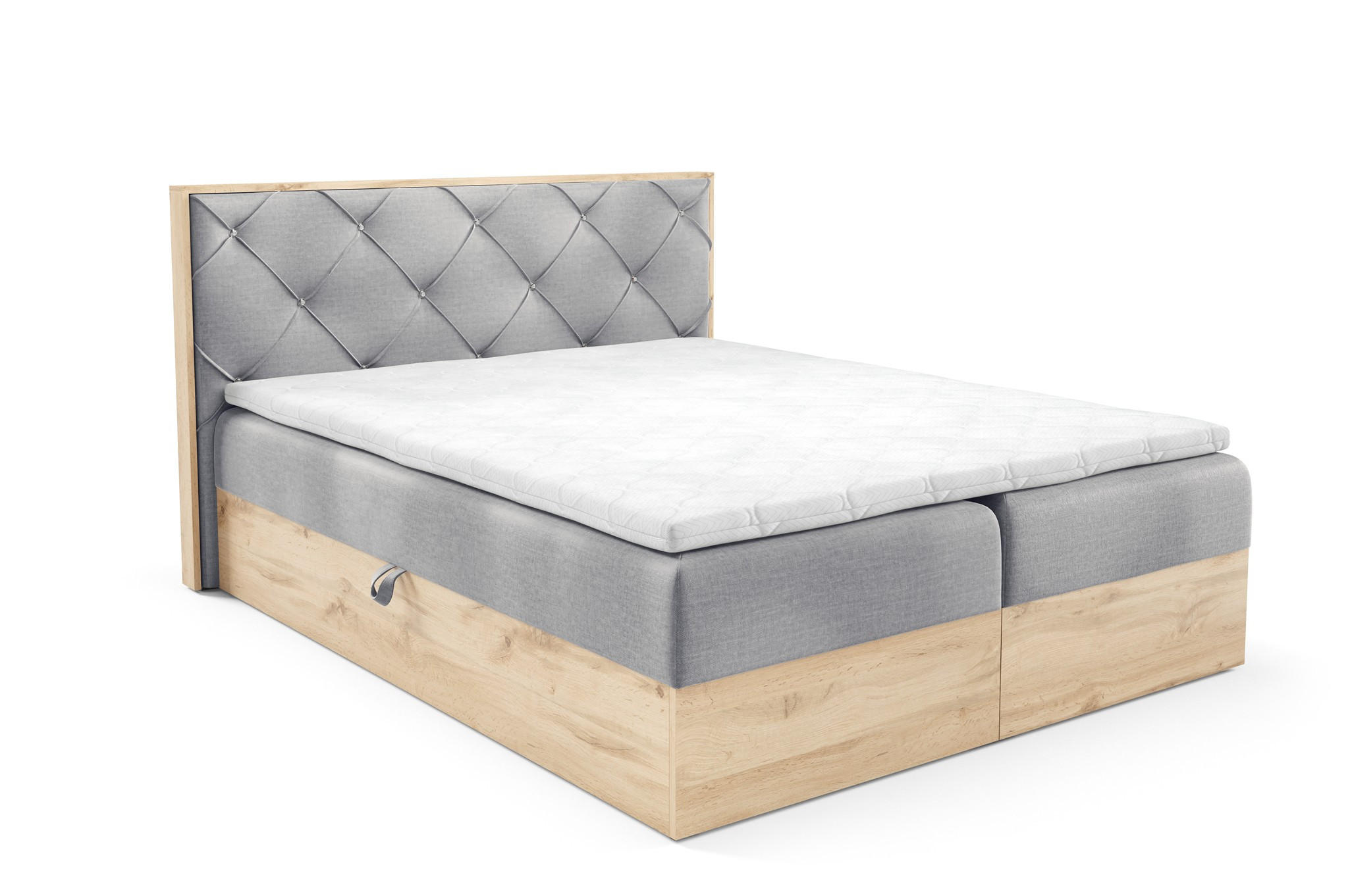 BOXBETT Helios In überlänge - Hellgrau, Holzwerkstoff/Textil (120/220cm) - Fun Möbel