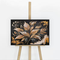 GEMÄLDE Goldene Blätter Schattenfugenrahmen Schwarz 60x40 cm - Schwarz, Holz (60/40cm) - YS-art gallery