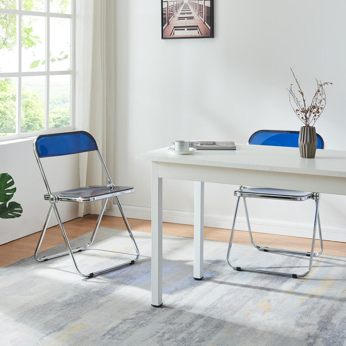 KLAPPSTUHL-SET Pornainen 2 TLG. - Dunkelblau, Kunststoff/Metall (46/74/47cm) - [en.casa]