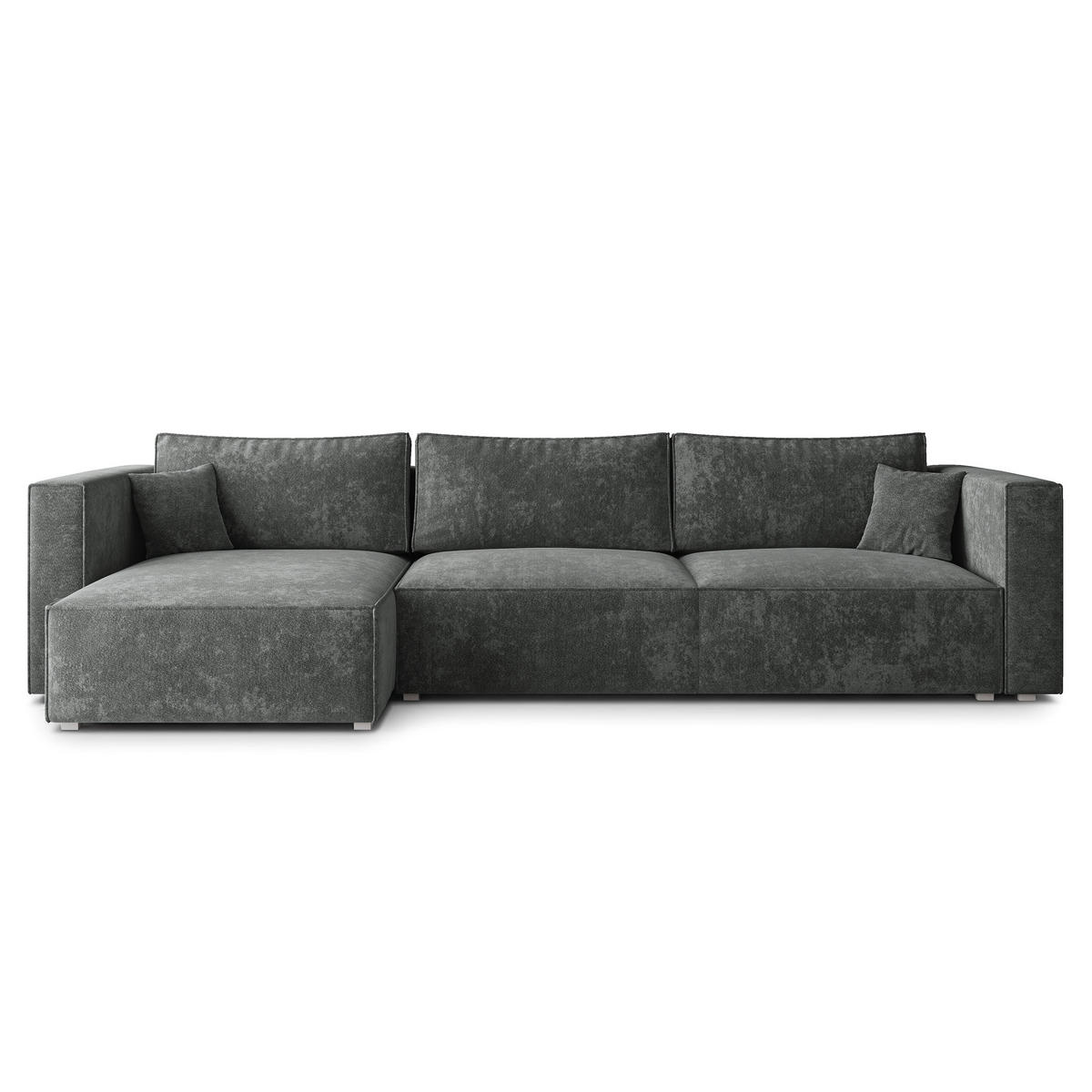 ECKSOFA TOLMO LM Grau Chenille mit Schlaffunktion - Grau, Holzwerkstoff/Textil (347/148cm) - MASSENO
