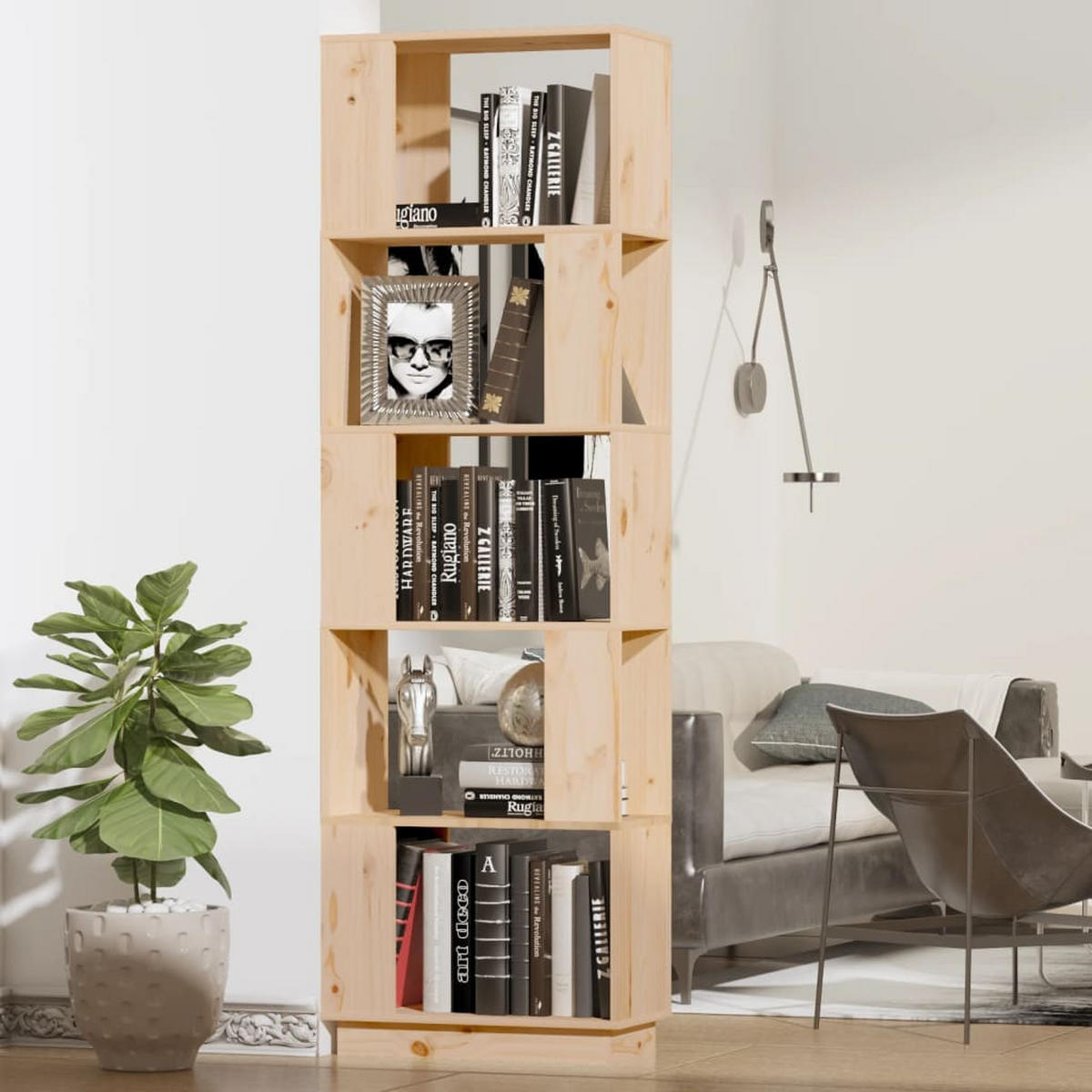 BÜCHERREGAL/RAUMTEILER 51x25x163,5 cm Massivholz Kiefer - Braun, Holz (51/163.5/25cm) - furnicato