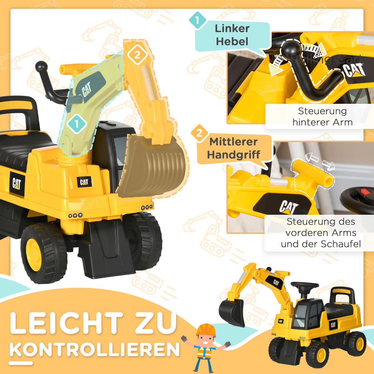 KINDER RUTSCHAUTO, Gelb, PP+ Metall - Gelb, Kunststoff (85/27.5/47.5cm) - HOMCOM