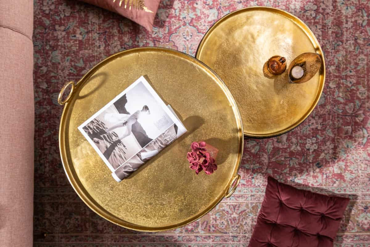 COUCHTISCH ELEMENTS Metall Gold 60 cm - Goldfarben/Schwarz, Metall (62/62/45cm) - riess-ambiente