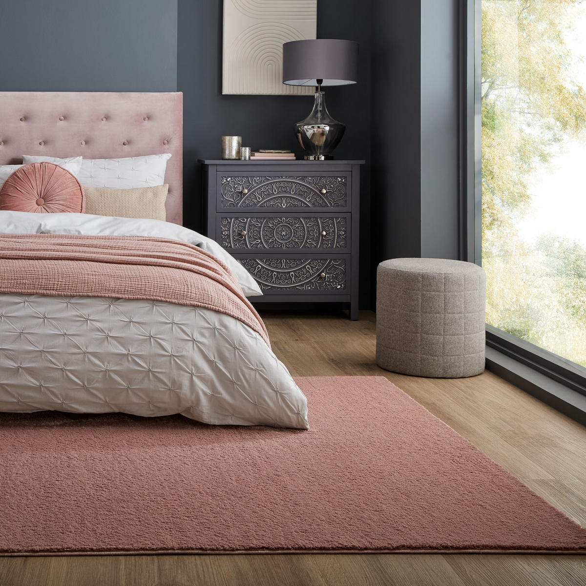 TEPPICH samtweich Uni-Muster 100% recycelt umweltfreundlich TUMMEL, Rosa 120x170 cm - Rosa, Textil (120/170cm) - KADIMA DESIGN