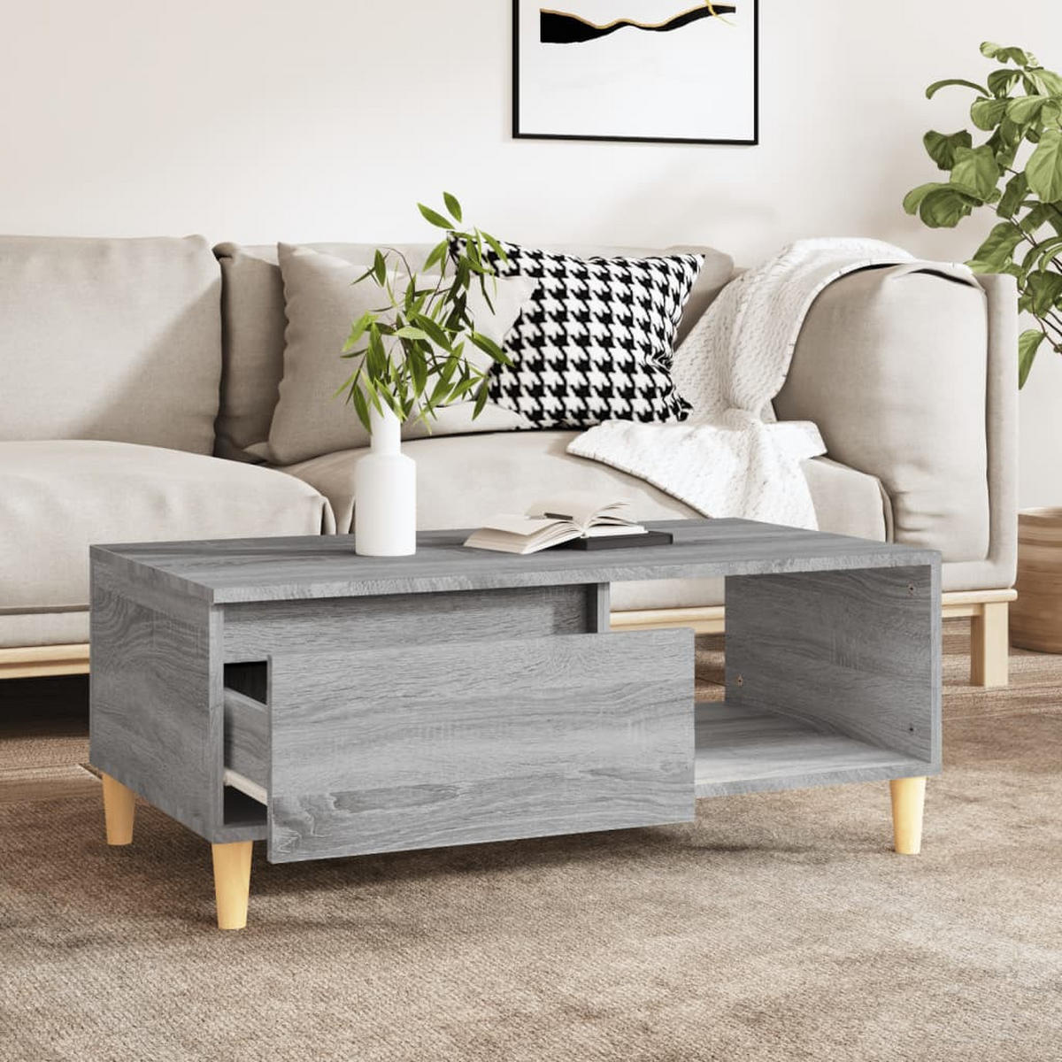 COUCHTISCH Grau Sonoma 90x50x36,5 cm Holzwerkstoff - Grau, Holzwerkstoff (50/90/36.5cm) - furnicato