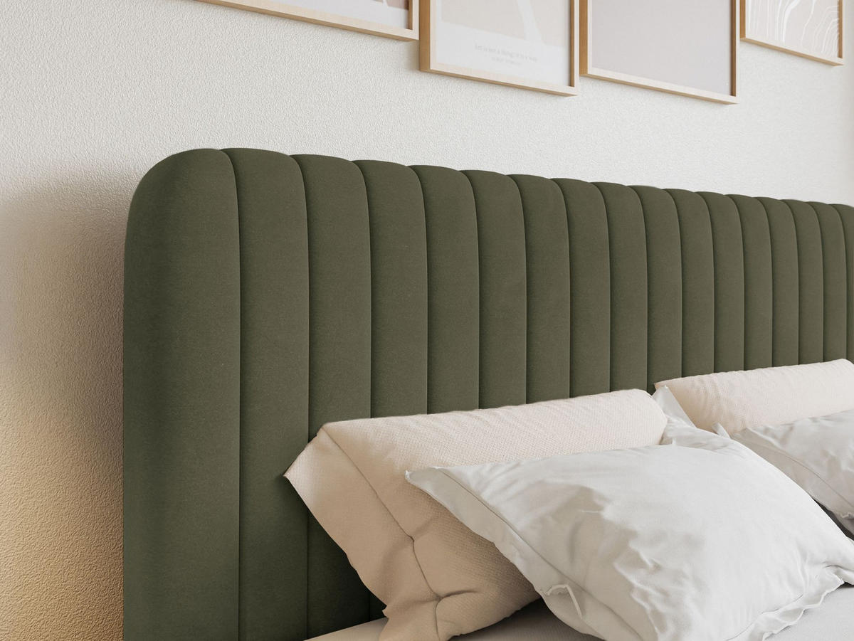 BOXBETT Saliano mit Topper und Samtbezug Olivgrün, 180x200 cm - Olivgrün, Kunststoff/Textil (180/200cm) - Selsey