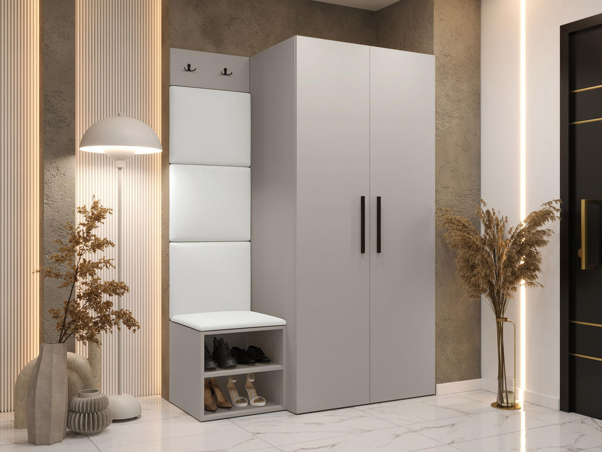 GARDEROBEN-SET Medi IV - Kaschmir/Schwarz, Holzwerkstoff/Kunststoff (80/191/50cm) - MIRJAN24