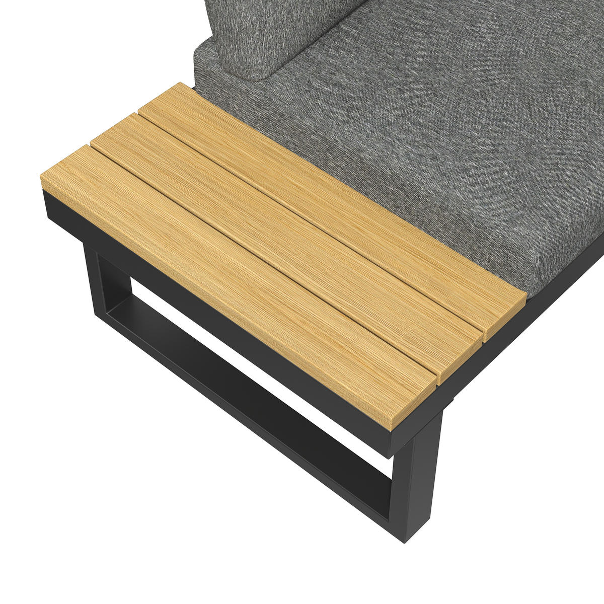 GARTEN-ESSGRUPPE 6-Sitzer Ecklounge Grau + Schwarz - Grau, Metall - ComfortXL