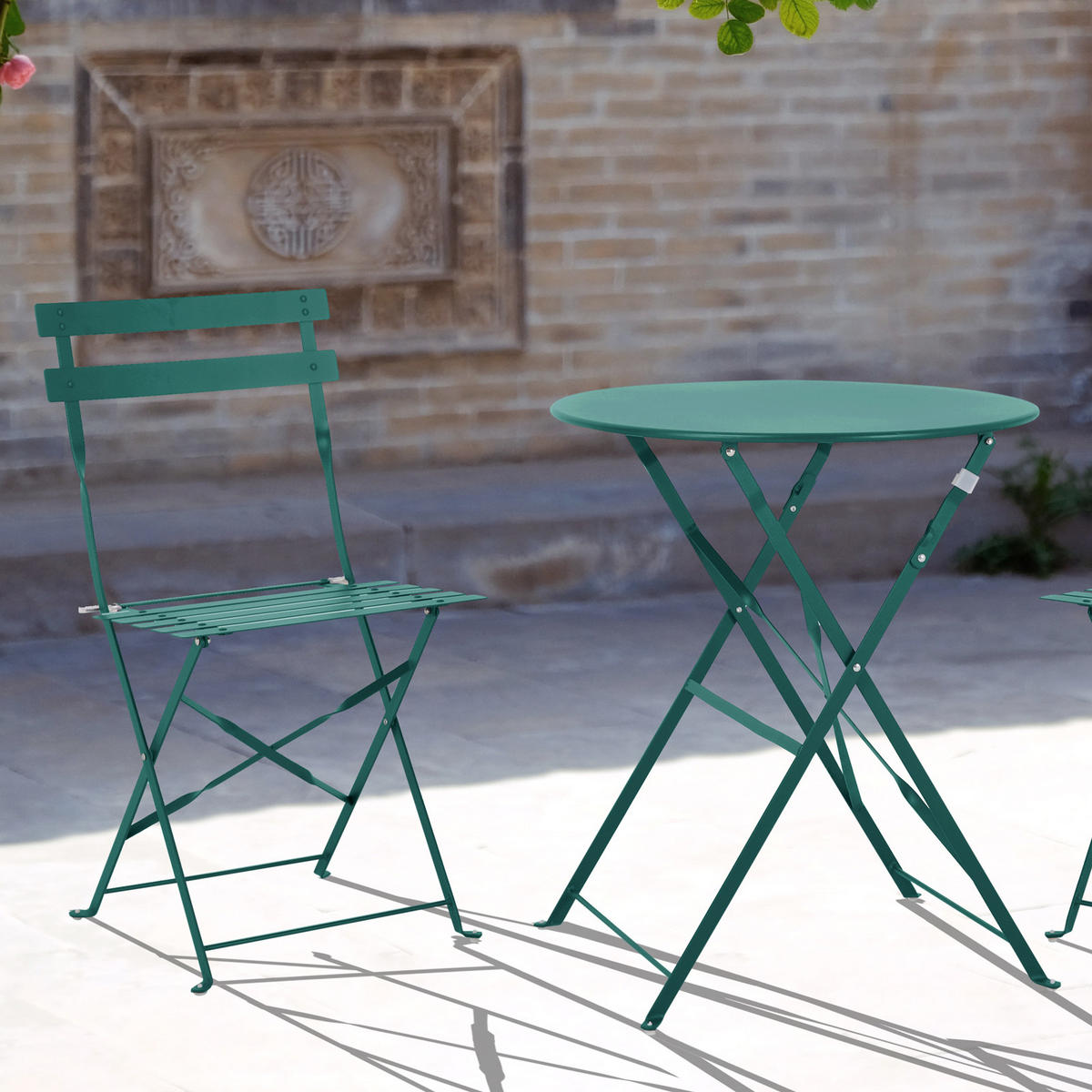 BISTRO-SET BERLIN Metall Dunkelgrün - Dunkelgrün, Metall - SVITA
