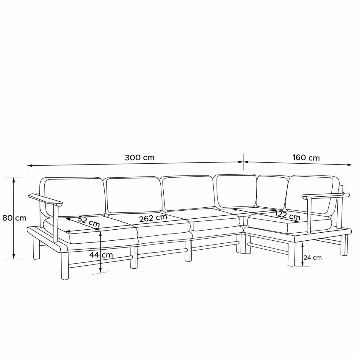 LOUNGESOFA ATREDA rechts - Grau, Holz/Textil (300/80/160cm) - KONSIMO®