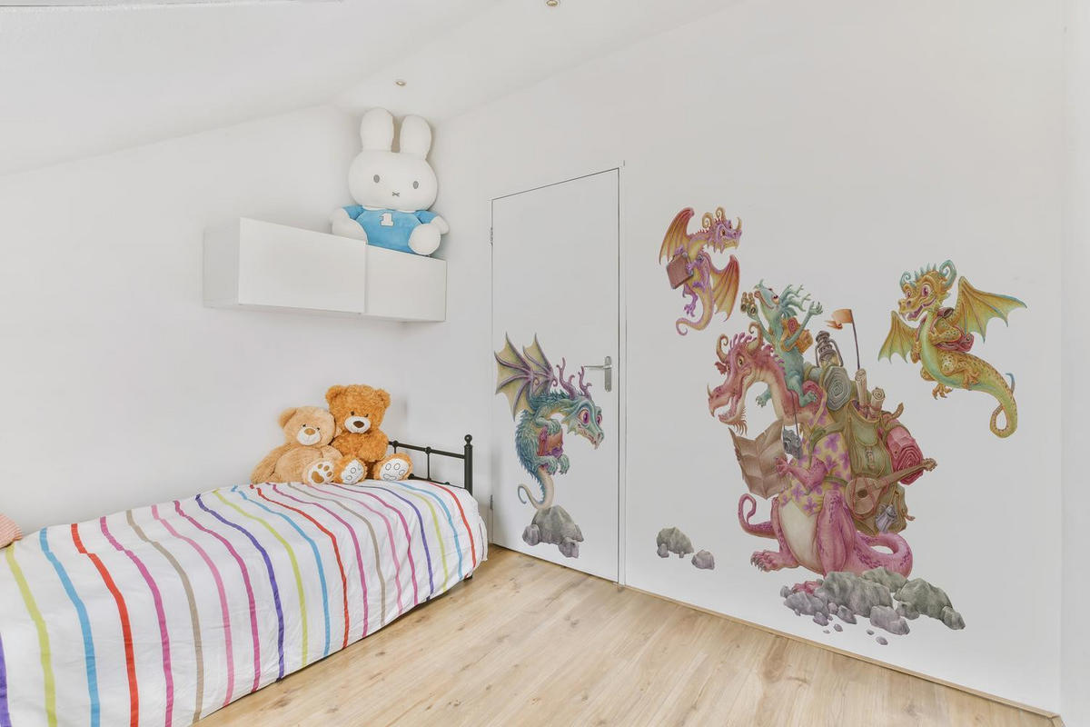 WANDAUFKLEBER 100x134cm - Drachen-Märchenfamilie - Multicolor, Kunststoff (100/134/0.1cm) - Wallfluent