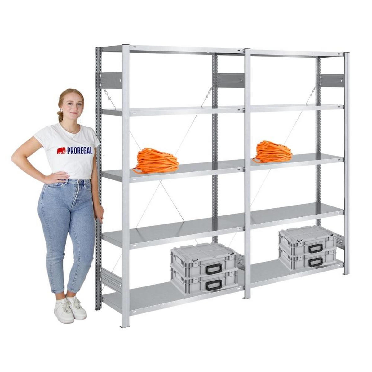 SCHWERLASTREGAL Silver Mamba 200x200x40cm 5 Ebenen je 150kg Fachlast Verzinkt - Silberfarben, Metall (200/200/40cm) - PROREGAL
