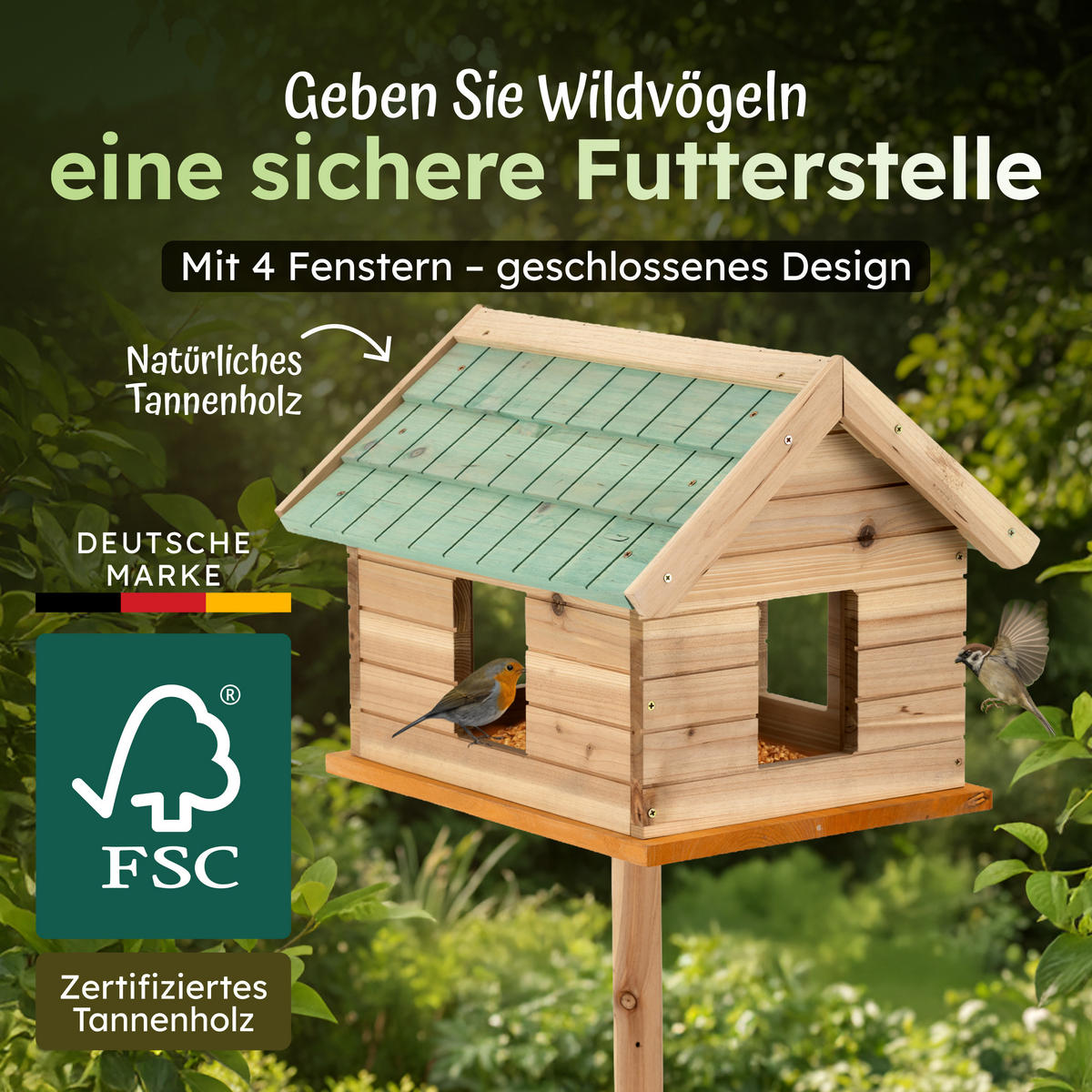 VOGELHAUS VH2 42x33x130cm - Braun, Holz (42/130/33cm) - Moorland