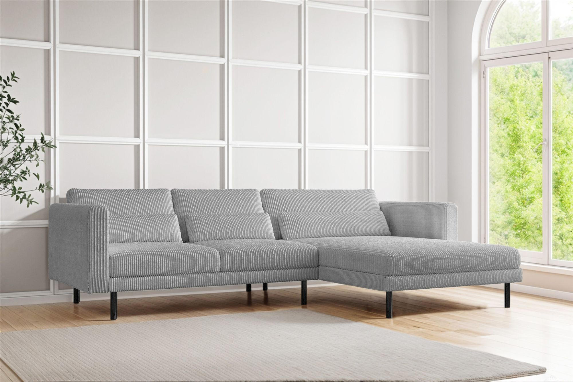 ECKSOFA Agada In Poso - Hellgrau, Holzwerkstoff/Textil (281/174cm) - Fun Möbel