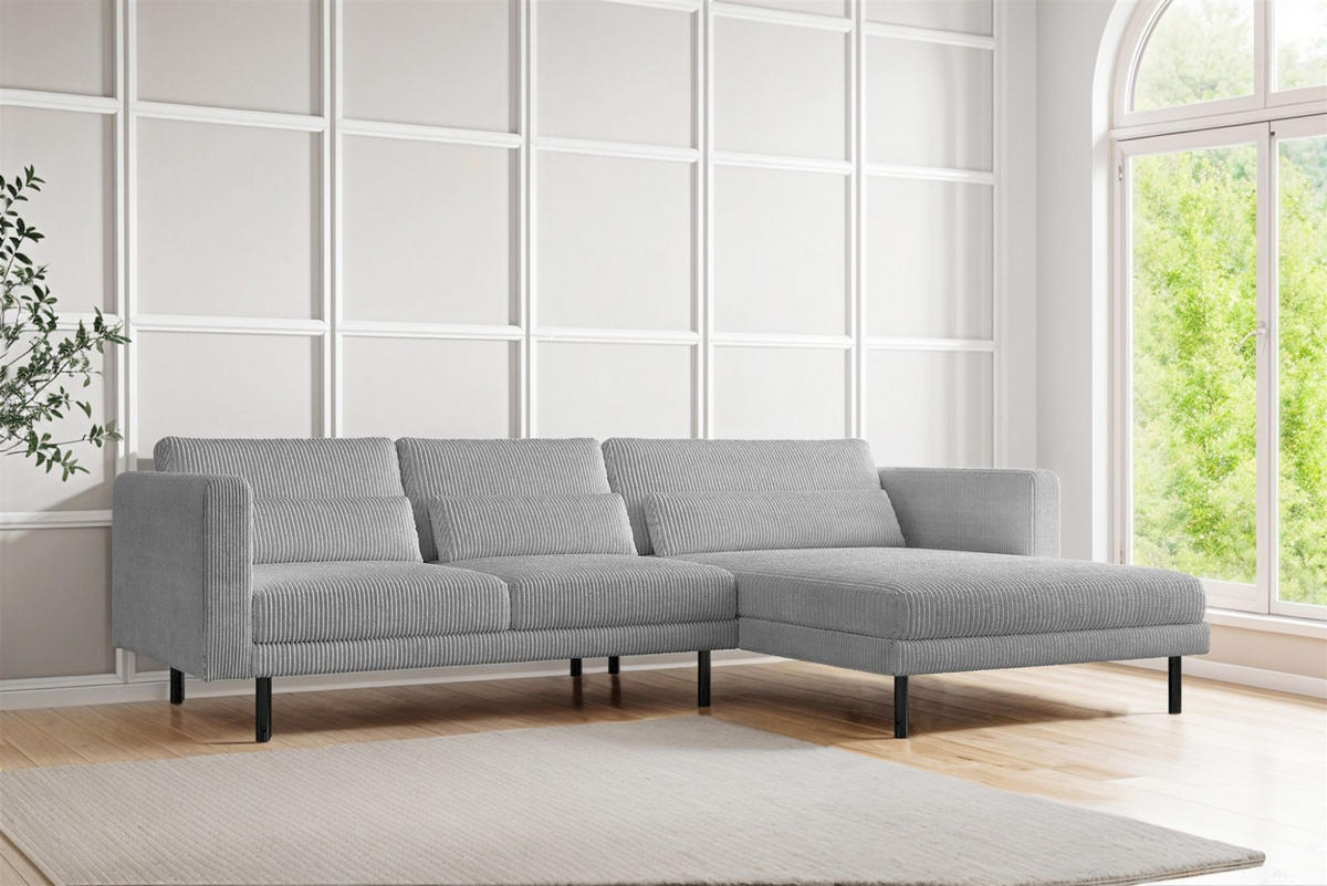 ECKSOFA Agada In Poso - Hellgrau, Holzwerkstoff/Textil (281/174cm) - Fun Möbel