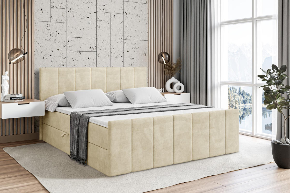 BOXBETT MOETI-Z - 160x200 cm - H4 - Beige - Beige, Holzwerkstoff (160/200cm) - ALTDECOR