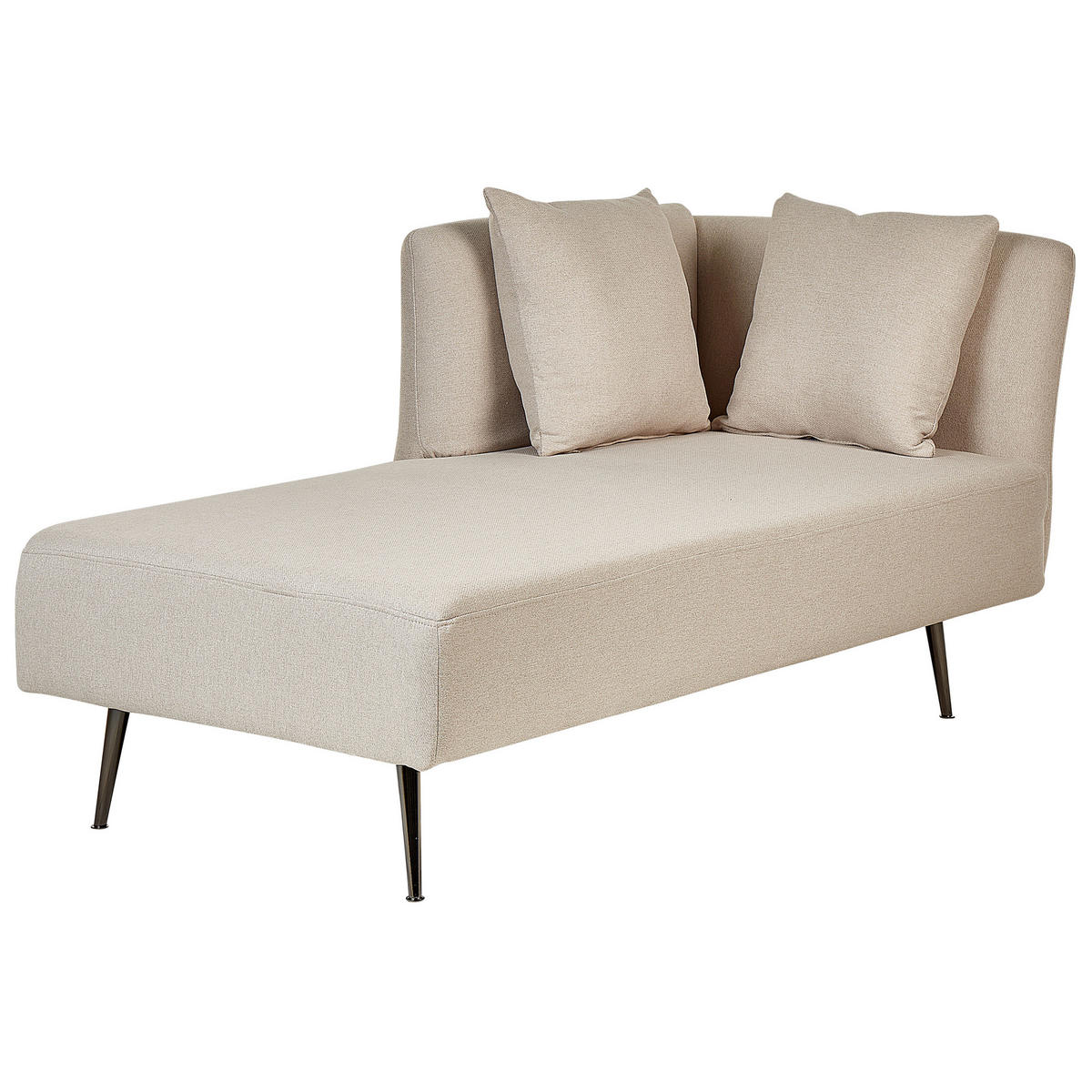 CHAISELONGUE beige rechtsseitig Riom - Beige/Schwarz, Textil (156/75/77cm) - Beliani