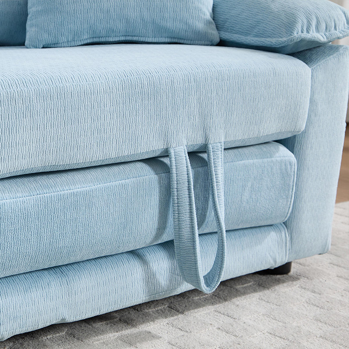 SCHLAFSOFA DE-34980 3-in-1 mit Ausziehbett Blau - Blau, Metall (66/80/135cm) - ComfortXL