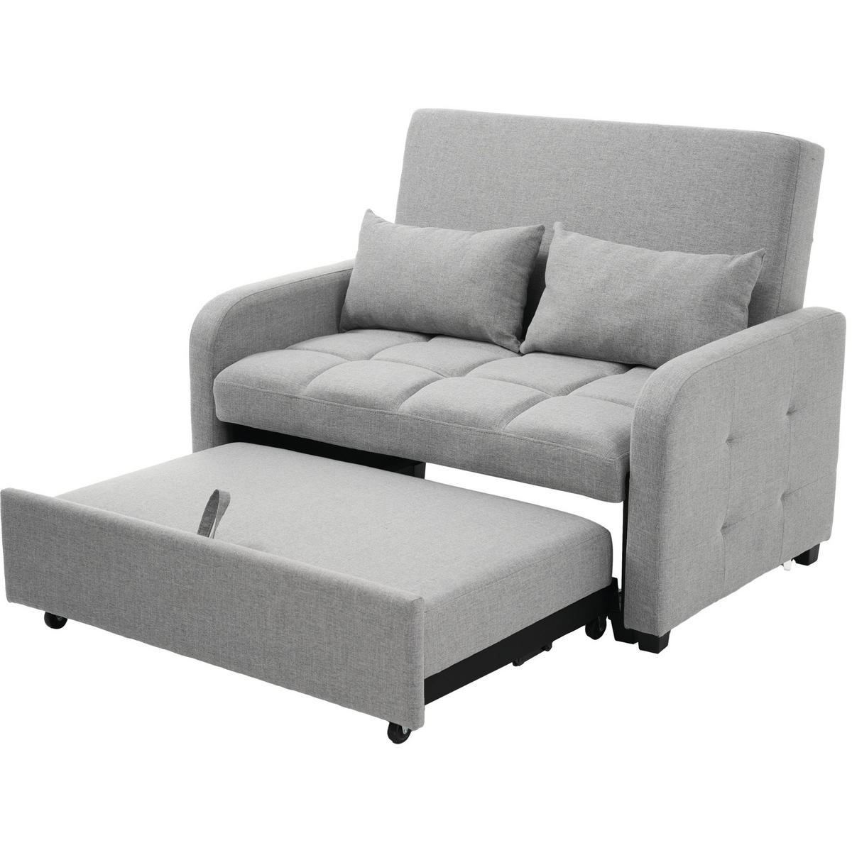 SCHLAFSOFA aus Baumwolle, Leinen, Holz und Metall 75x127x94 cm Antikgrau mit Schlaffunktion und verstellbarer Rückenlehne - Grau, Kunststoff (75/94/127cm) - Modfu