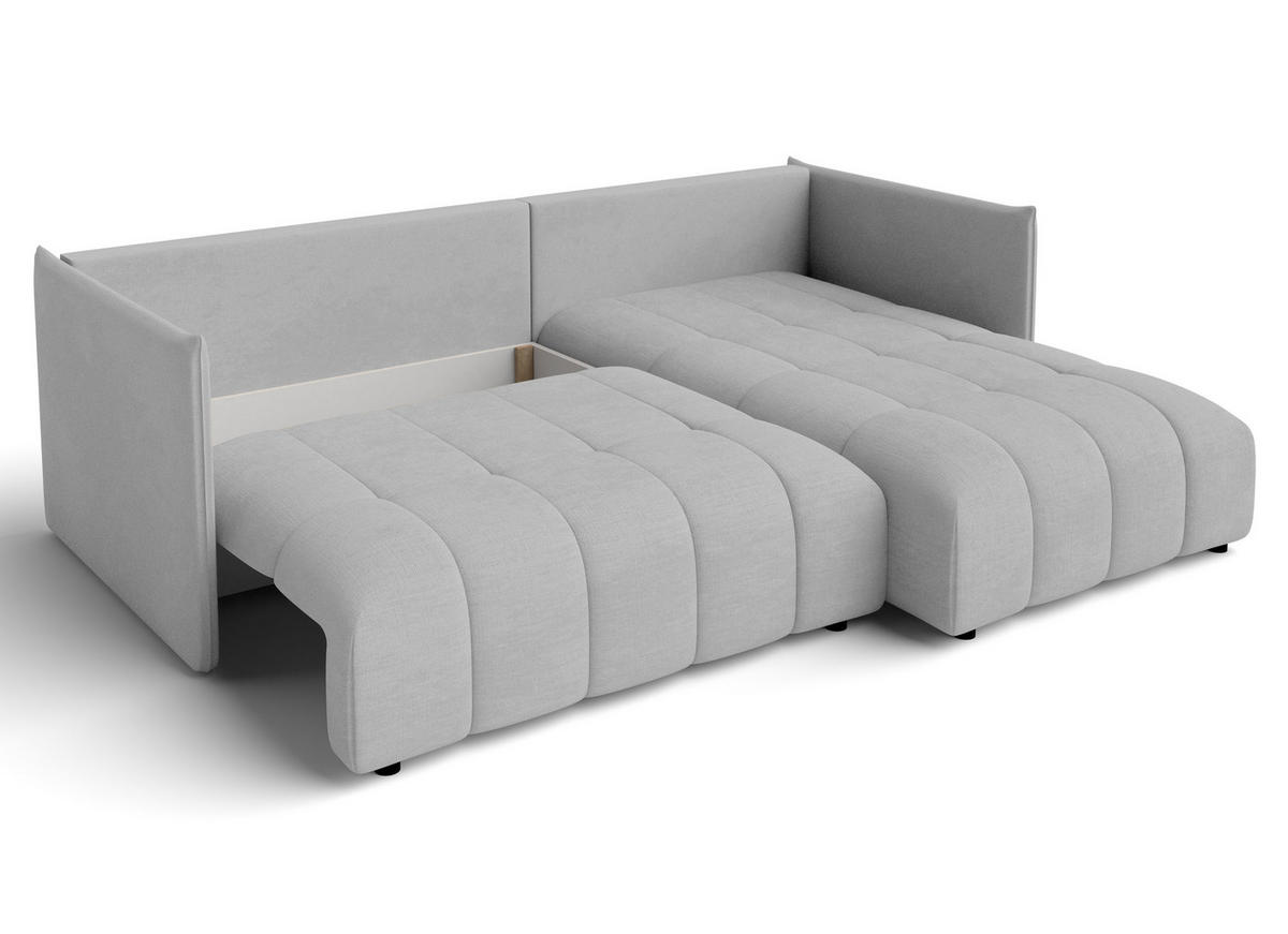 ECKSOFA L Form Cosmova Hellgrau 245/182/83 cm mit Schlaffunktion - Hellgrau/Schwarz, Kunststoff/Textil (245/182cm) - AX Living