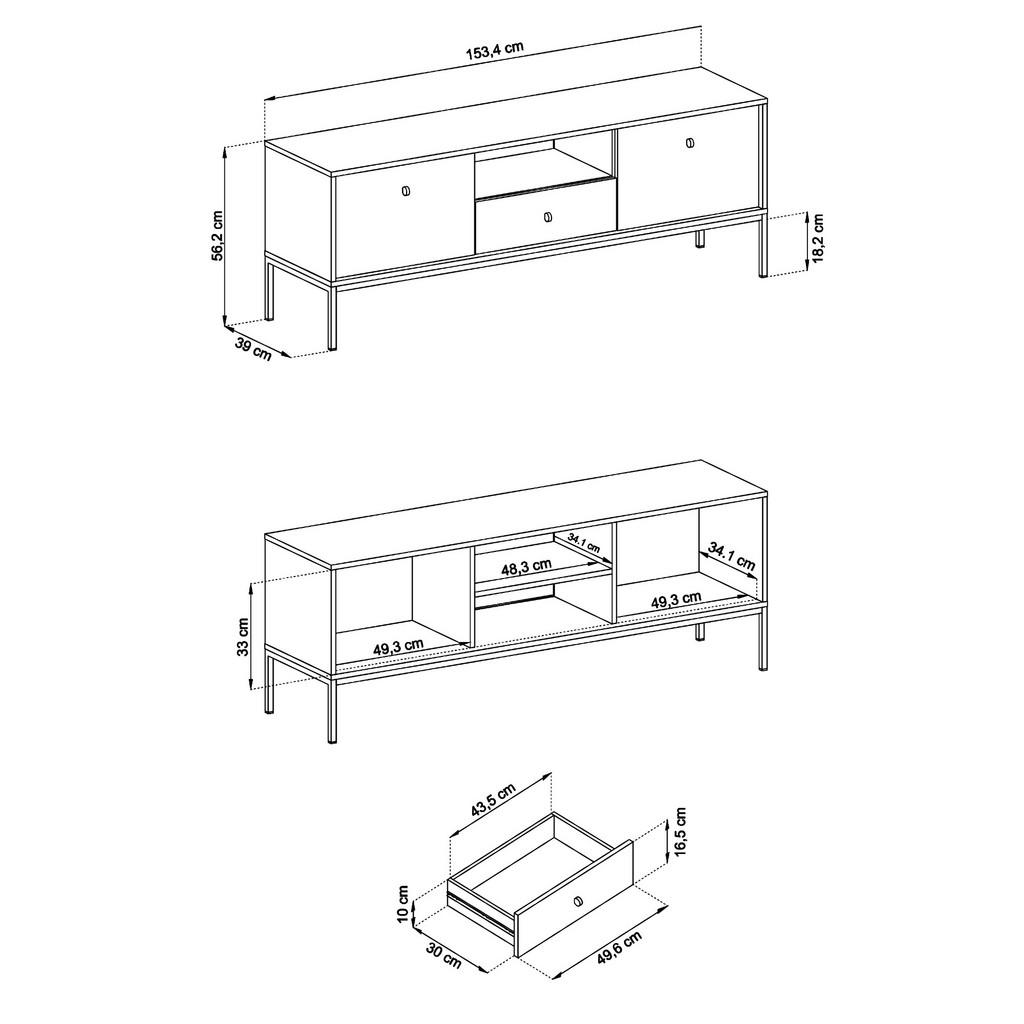 Thumbnail - Komodee Lowboard, Dunkelblau, Kunststoff, 1 Fächer, 1 Schubladen, 154x56x39 cm, Wohnzimmer, Wohnwände, Lowboards, Lowboa...