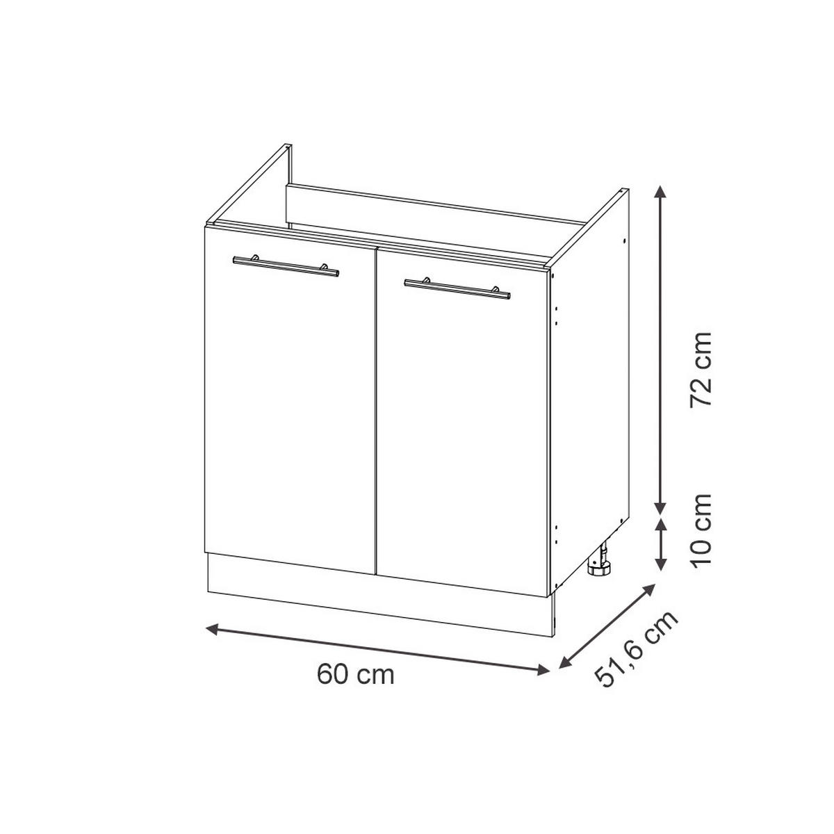 SKŘÍŇKA POD DŘEZ Fame-Line, Antracitový vysoký lesk/Antracit, 60 cm - antracitová/vysoce lesklá černá, kompozitní dřevo (60/82/60cm) - Vicco