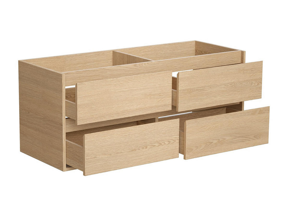 WASCHBECKENUNTERSCHRANK hängend - 120 cm - Eichenholzfurnier - MILIPAM - Naturfarben, Holz (120/50/45cm) - Vente-Unique